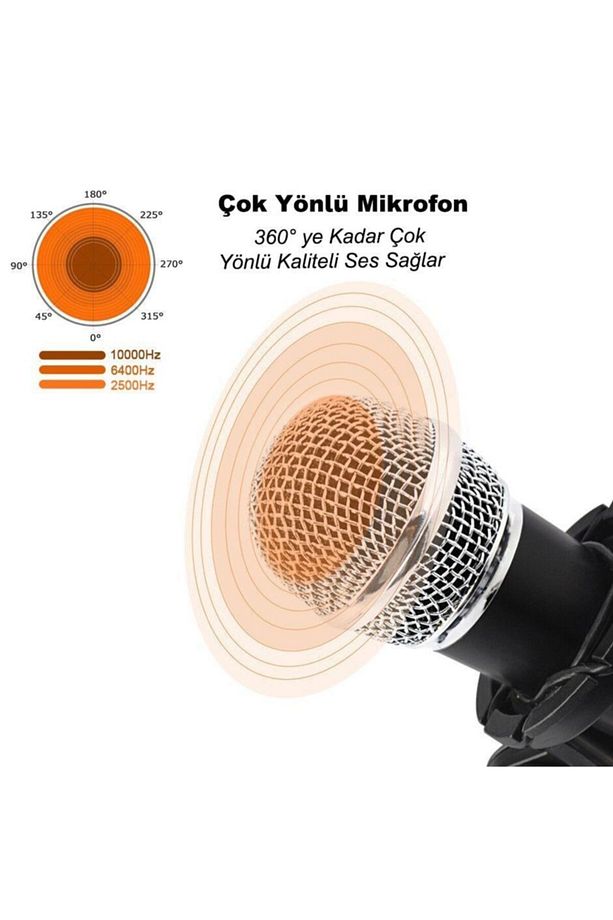 Kareoke Kondenser Mikrofon Cep Telefonu Bilgisayar Uyumlu - 7