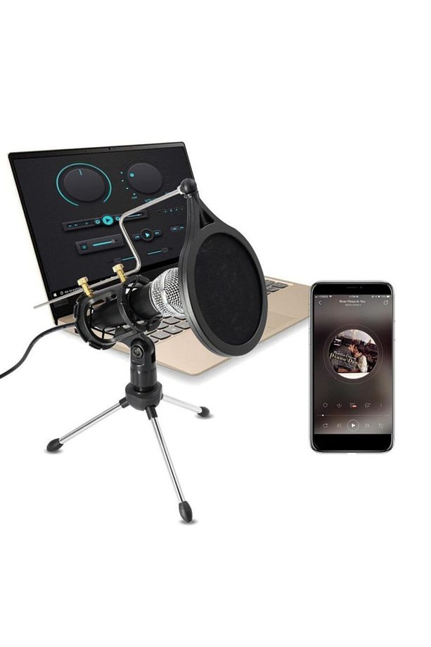 Kareoke Kondenser Mikrofon Cep Telefonu Bilgisayar Uyumlu - 8