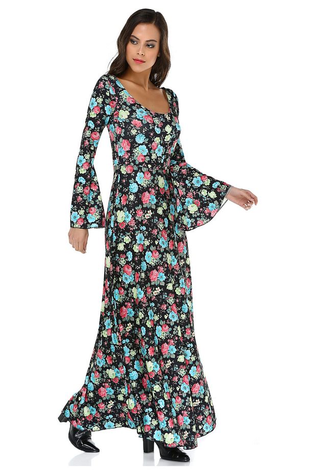 Çiçekli Maxi Elbise - 1