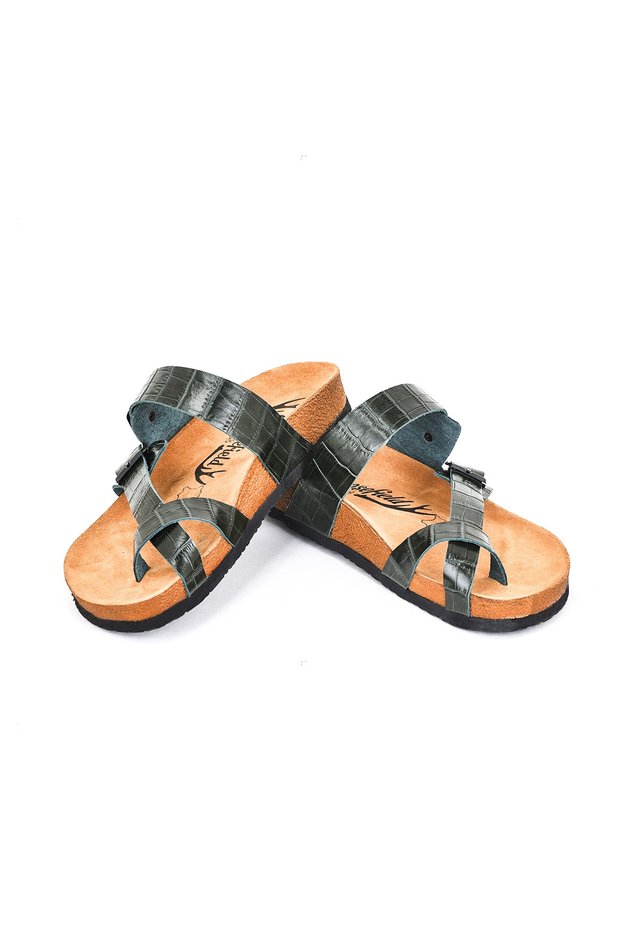 Leather Green Women's Slippers