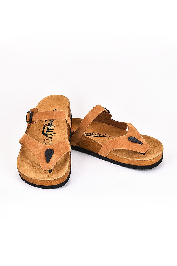 Men's Genuine Leather Brown Slippers