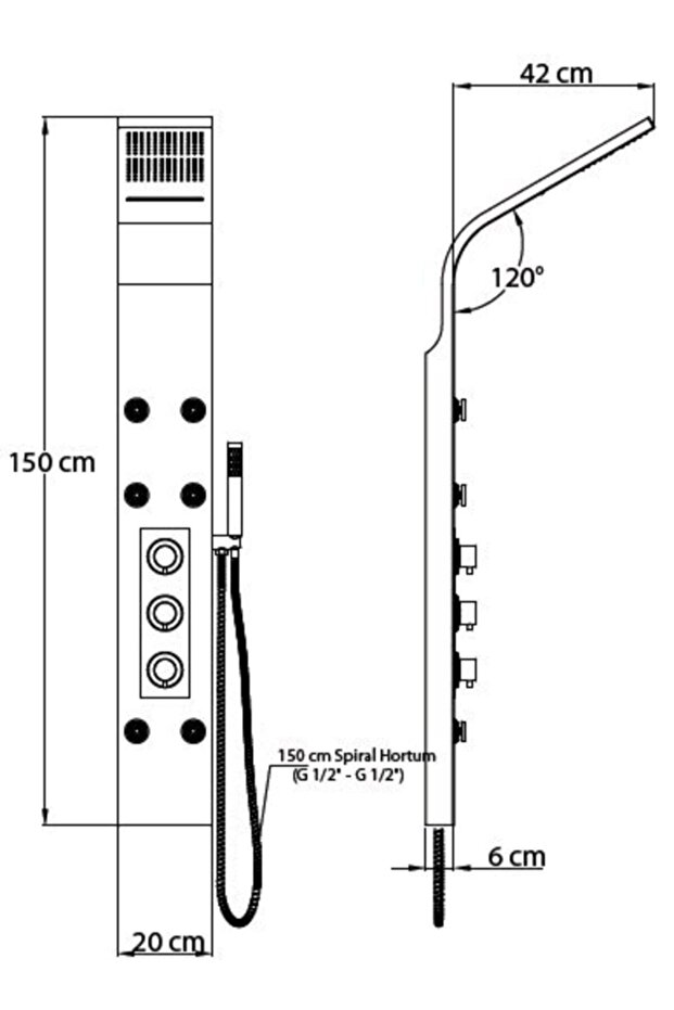 Duş Paneli Bambu Yüzey Duş Başlık Seti Dsp06 - 2