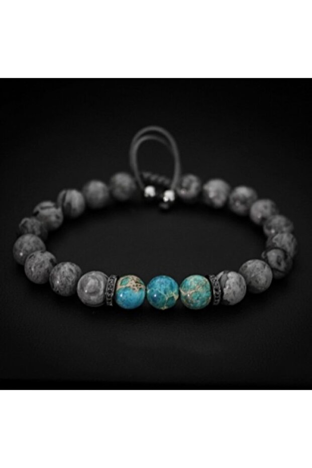 Jasper and Variscite Natural Stone Bracelet