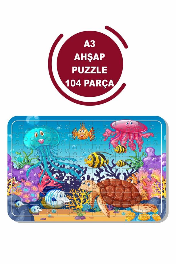 Deniz Canlıları A3 104 Parça Puzzle, Oyuncak, Yapboz - 1