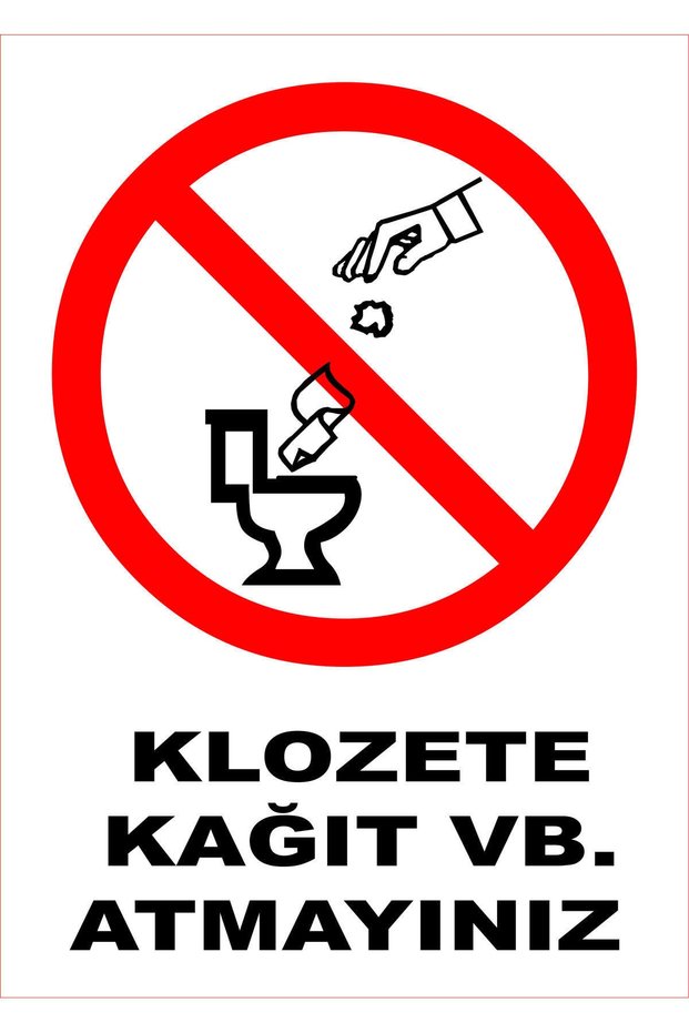 Do Not Throw Paper into Toilet Bowl Warning Directional Sign 25X35 cm