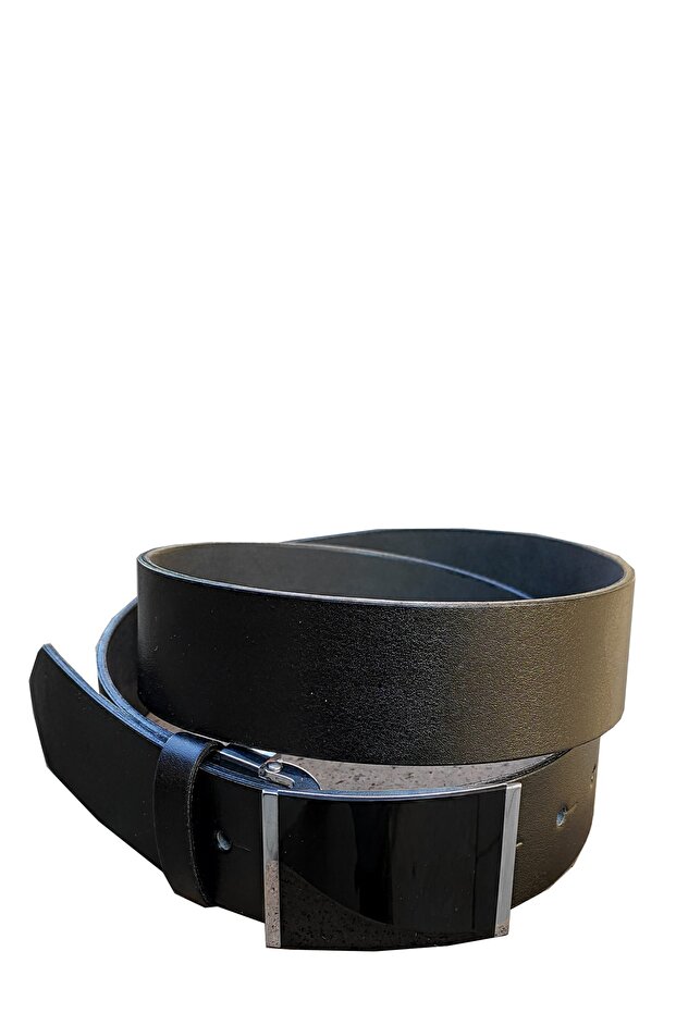 Men's 3.5 Cm Classic Black Belt with Cover Buckle 1