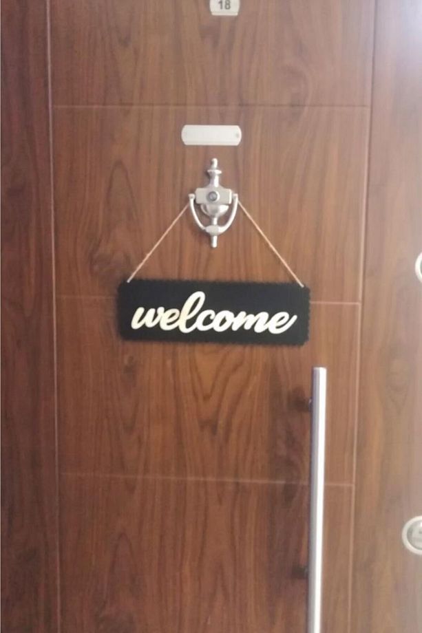 Welcome Ahşap Dekoratif Kapı Süsü - 7