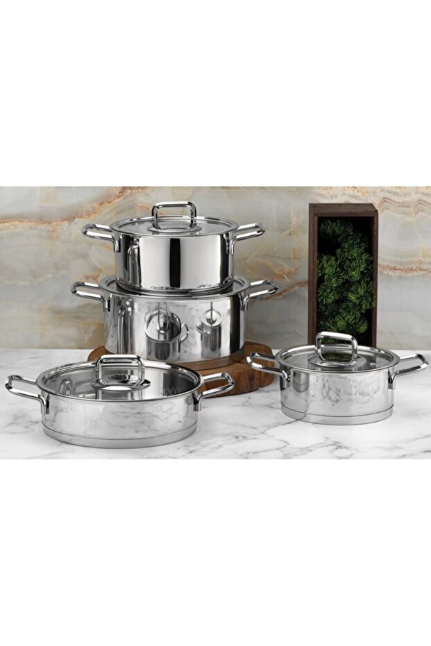 Hera 8 Piece Steel Pot Set Platinum 4723