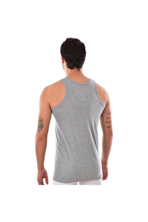 قميص داخلي مضلع باللون الرمادي للرجال مكون من 6 قطع - 2