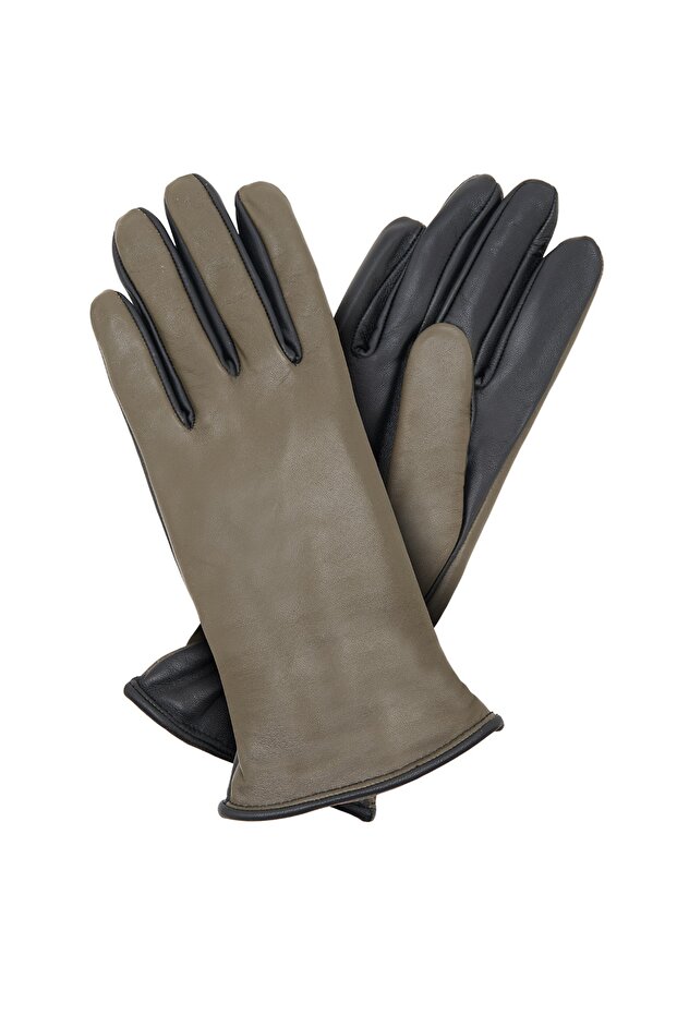 Siyah Kadın Deri Eldiven - 1