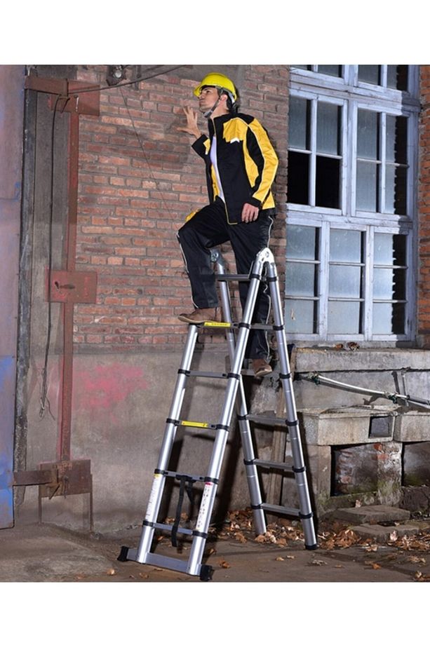 Alüminyum Çift Yönlü Teleskopik Merdiven | 8+8 Basamak - 5 Metre - 3