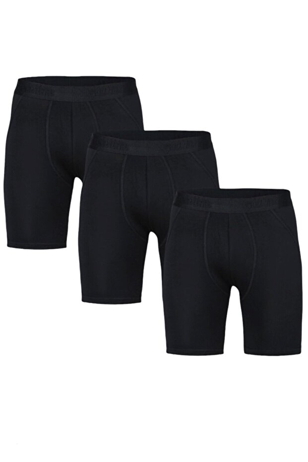 Men's Black Long Modal Boxers - Economical Pack of 3