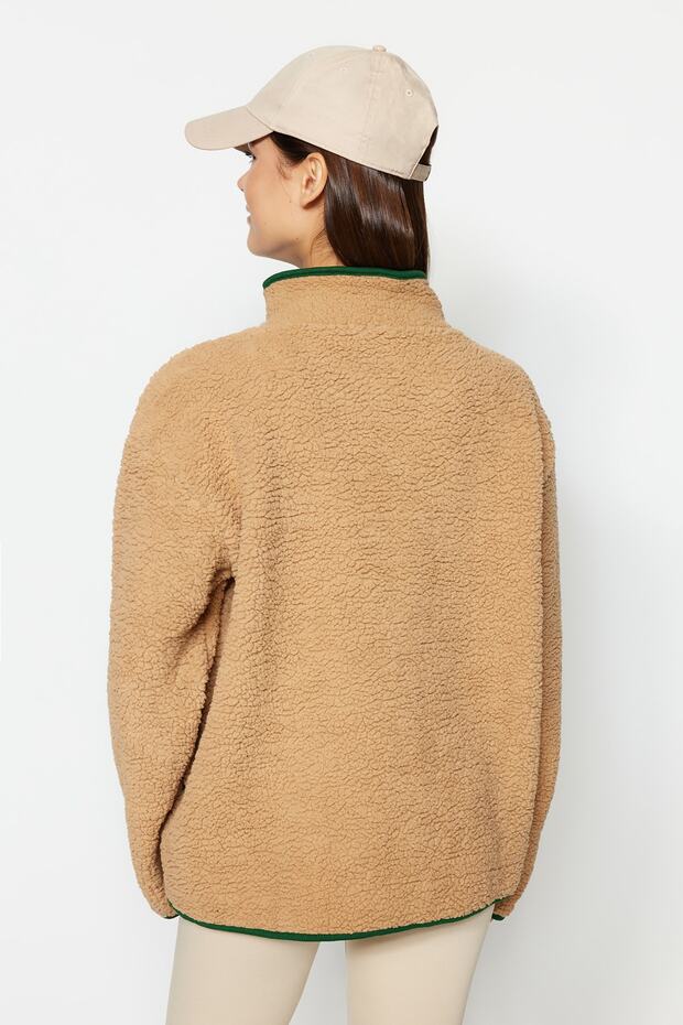 Camel Peluş Örme Spor Sweatshirt THMAW23SW00021 - 5