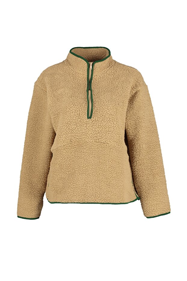 Camel Peluş Örme Spor Sweatshirt THMAW23SW00021 - 6