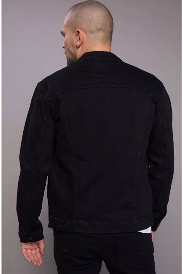 Erkek Basic Pamuklu Jean Kot Ceket - 3