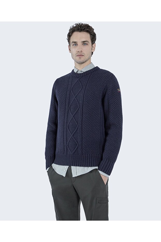 Men's Knitted Roundneck C.W.Wool Sweater
