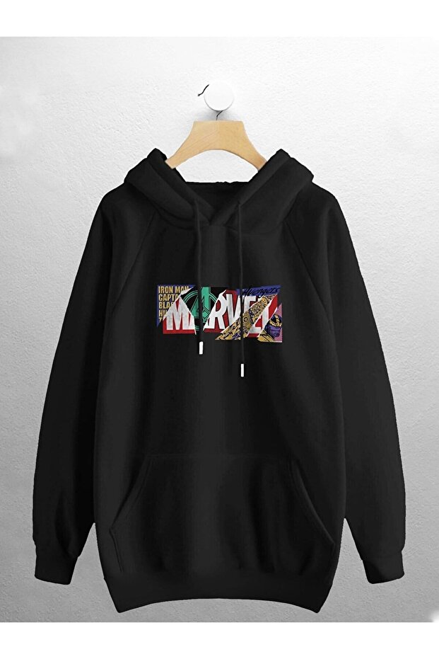 Marvel Baskılı Siyah Swaetshırt - 1