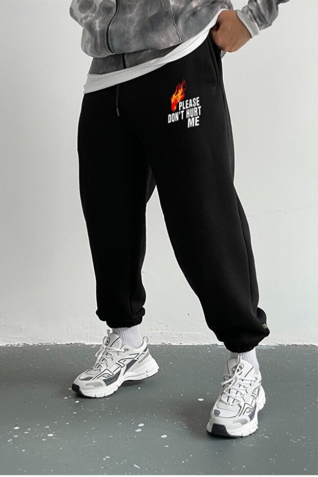Unisex Dont Hurt Me Printed Black Sweatpants