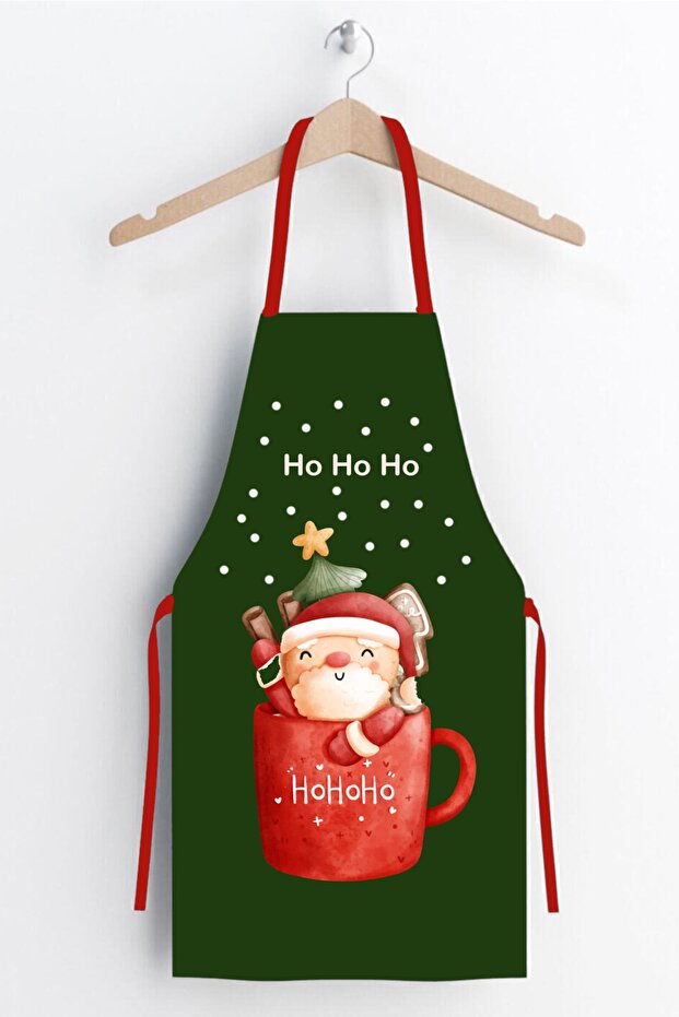 Ays Home Green Cute Santa Claus New Year Kitchen Apron