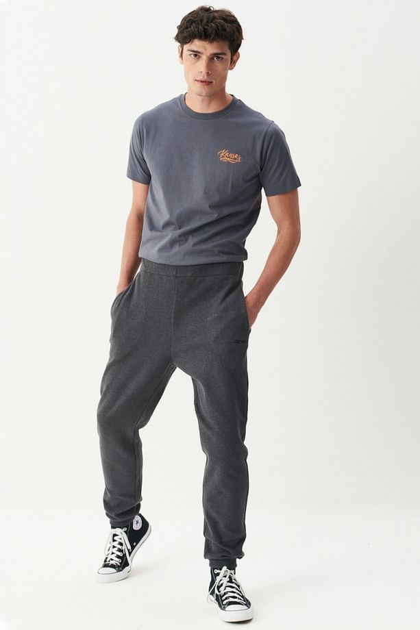 Regular Fit Normal Bel Antrasit Jogger Eşofman Altı - 3