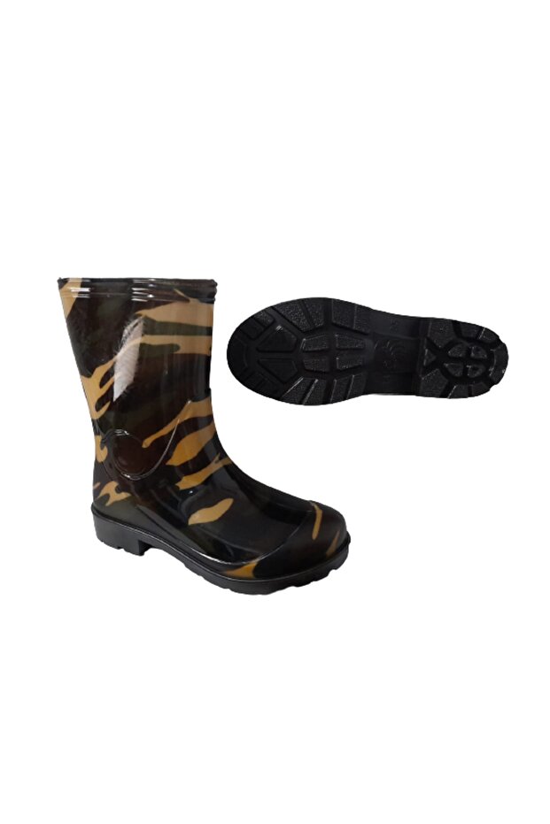 Boy's Camouflage Patterned Furless Rain Boots - 4