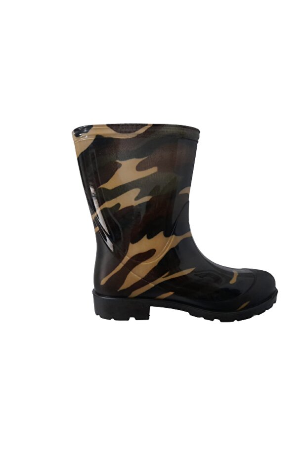 Boy's Camouflage Patterned Furless Rain Boots - 6