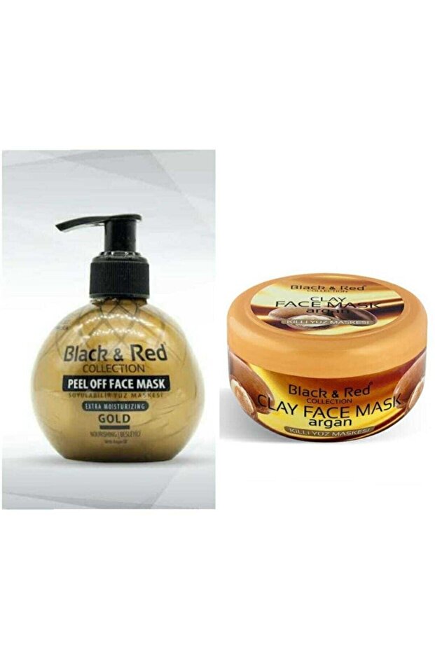 Black & Red Peel Off Face Mask Gold 250 Ml + Black & Red Argan Oil Clay Face Mask 400 Ml
