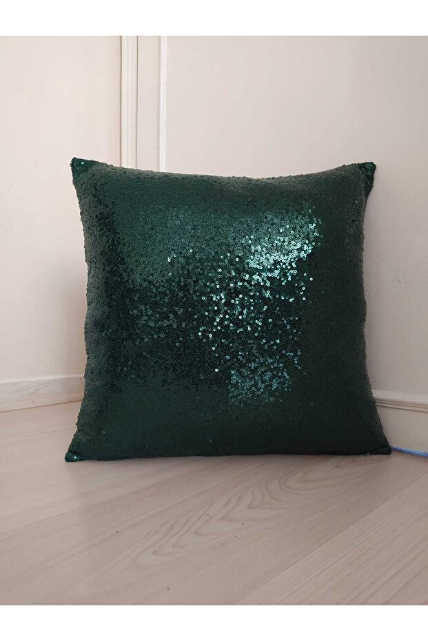 Sequin Cushion Cover - (green - Size 43x43)