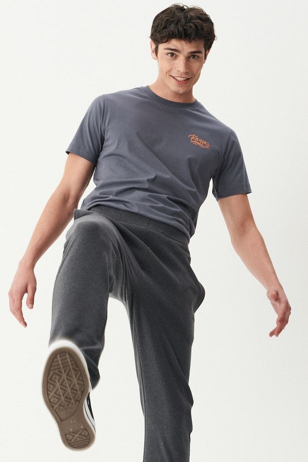 Regular Fit Normal Bel Antrasit Jogger Eşofman Altı - 5