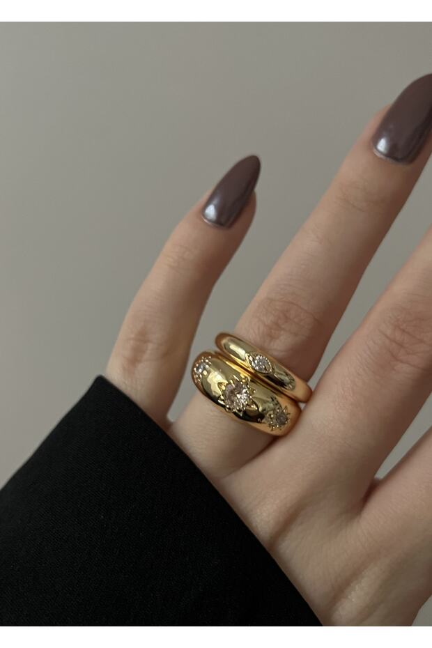 Gold Color 2 Star Ring