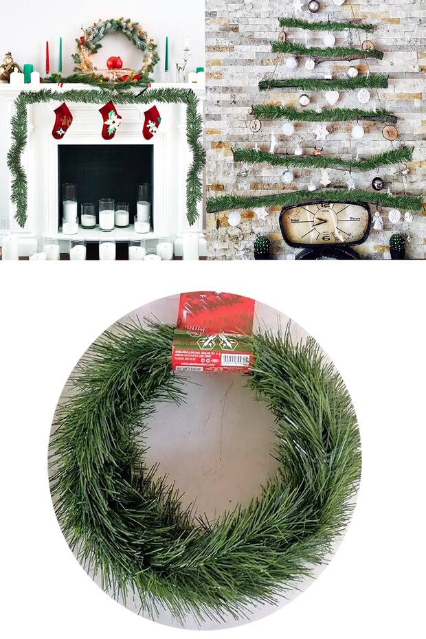 5 Meters Christmas Green Garland Pine Branch Long Pine Tree Decor Ornament 5mm Blank Door Ornament
