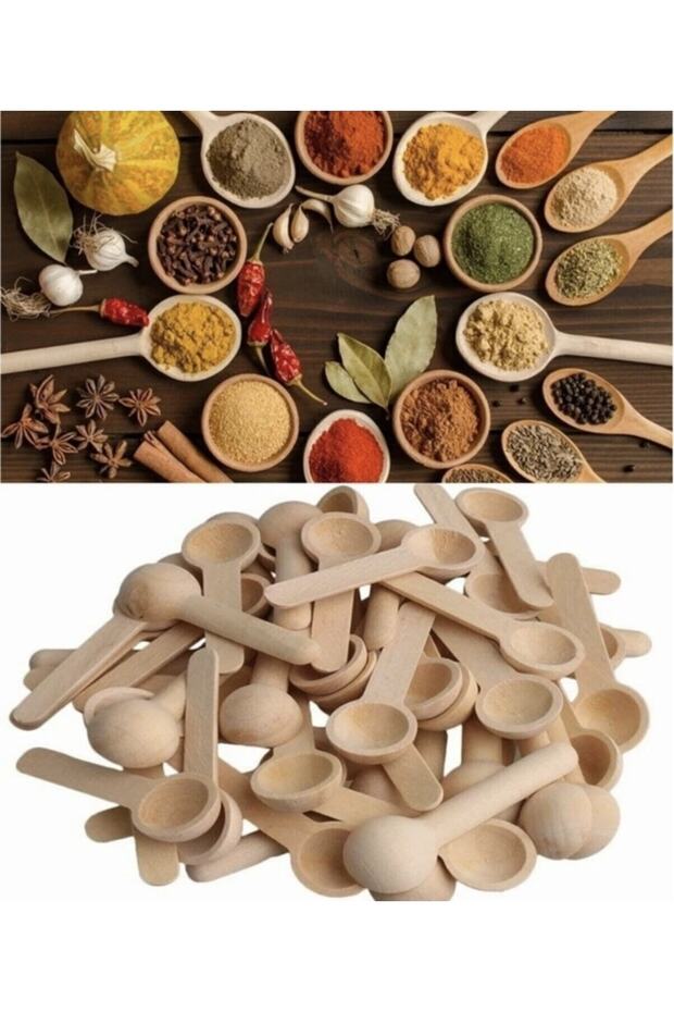 Wooden Mini Mouthed Spice Measuring Spoon, Pack of 6