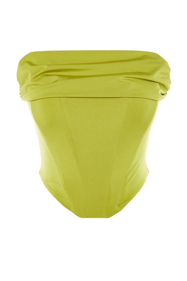 Açık Yeşil Crop Astarlı Korse Detaylı Örme Büstiyer TPRSS23BS00006 - 6