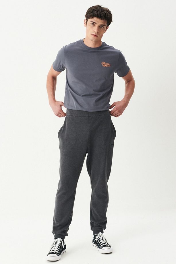 Regular Fit Normal Bel Antrasit Jogger Eşofman Altı - 2