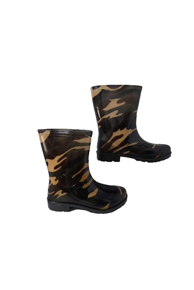 Boy's Camouflage Patterned Furless Rain Boots - 2