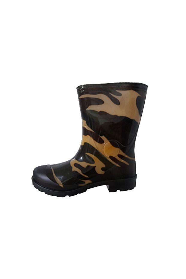 Boy's Camouflage Patterned Furless Rain Boots - 7