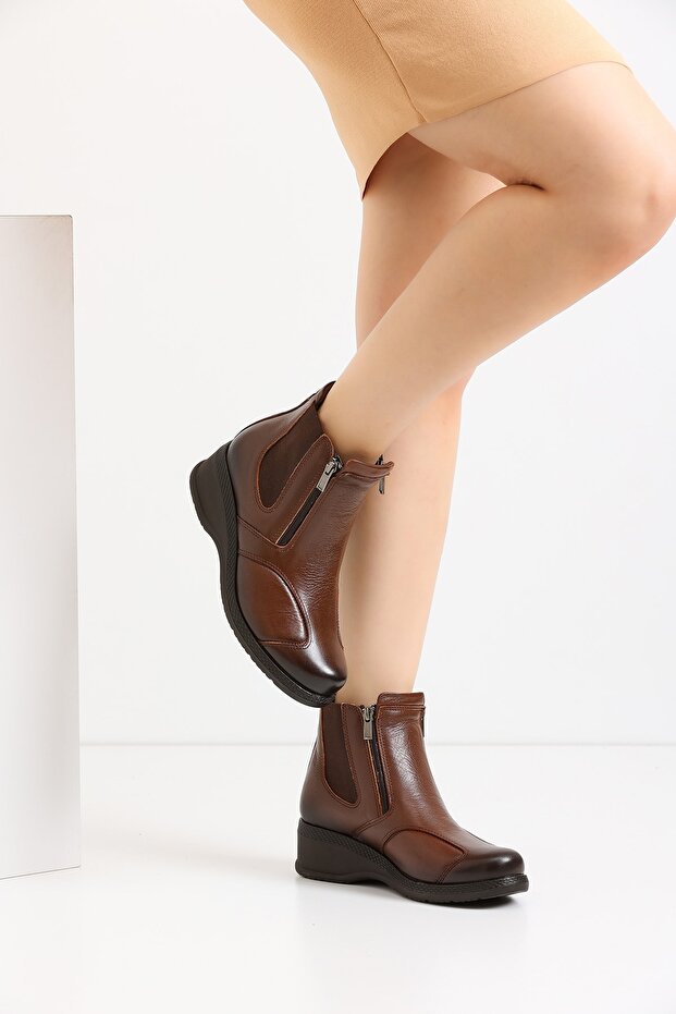 Deri Ortopedik Taban Comfort Kadın Bot 25652 - 1