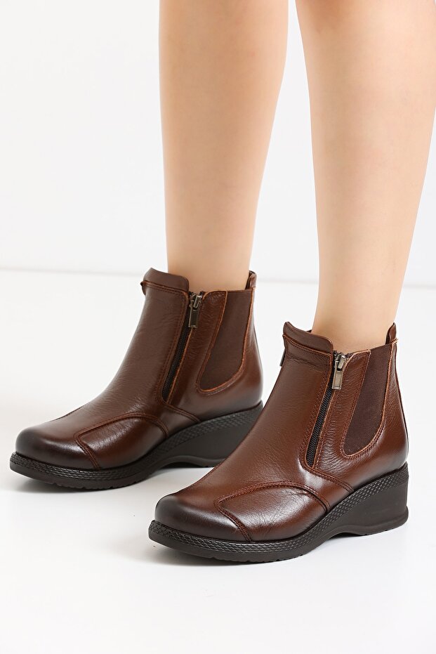 Deri Ortopedik Taban Comfort Kadın Bot 25652 - 3