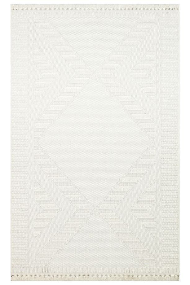 Motto Mot 06 White Yumuşak Tuşeli Örgü Dokuma Modern Makine Halısı - 1