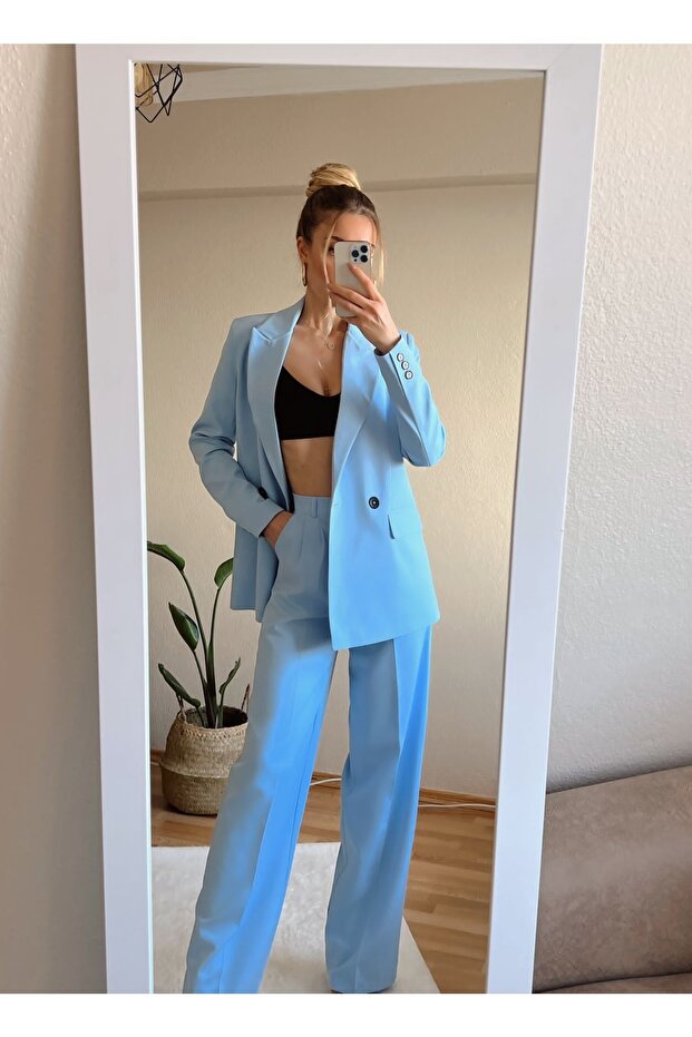 Four-Season Atlas Fabric Palazzo Women's Suit