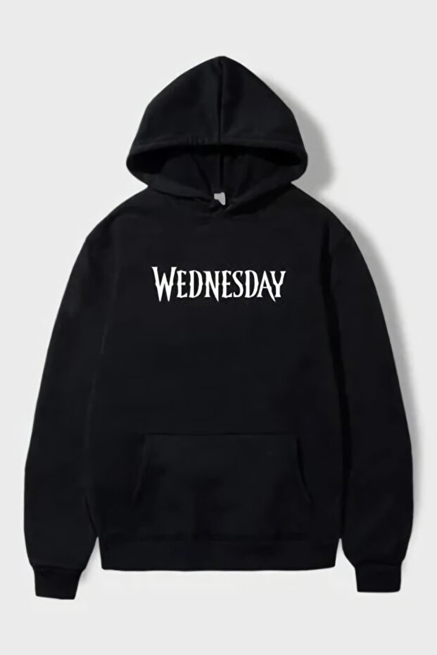 Black Hooded Written Wednesday Sweatshirt