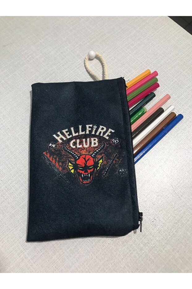 Stranger Things-hellfire Patterned Design Cloth Pen Holder-wallet