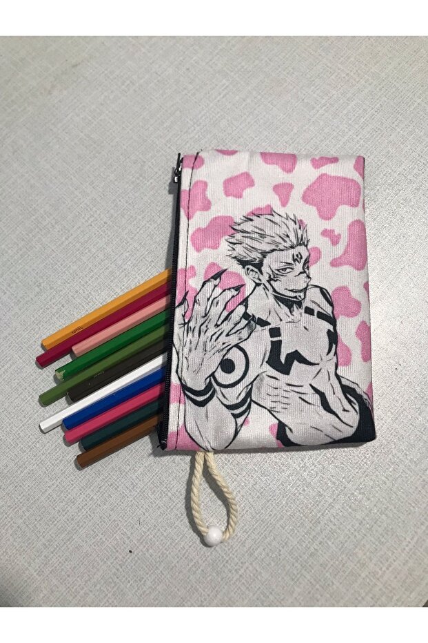 Jujutsu Kaisen-ryomen Skuna Patterned Design Cloth Pen Holder-wallet