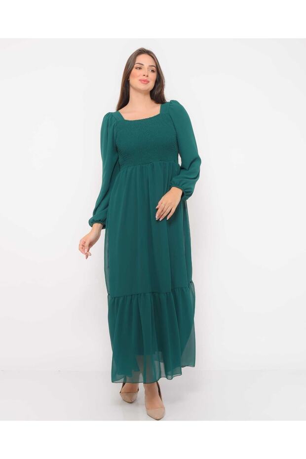 Şifon Gipeli Elbise - 7