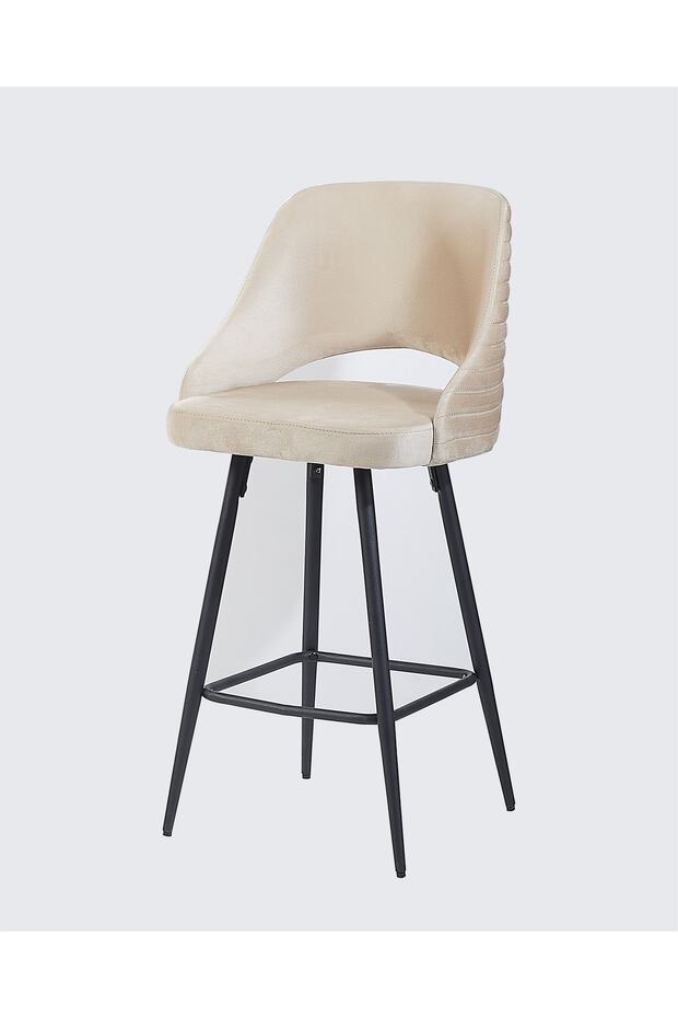 1 Adet Camilla Ada Mutfak Ve Bar Sandalyesi - Bar Taburesi - Silinebilir Babyface Kumaş - Metal Ayak - 1