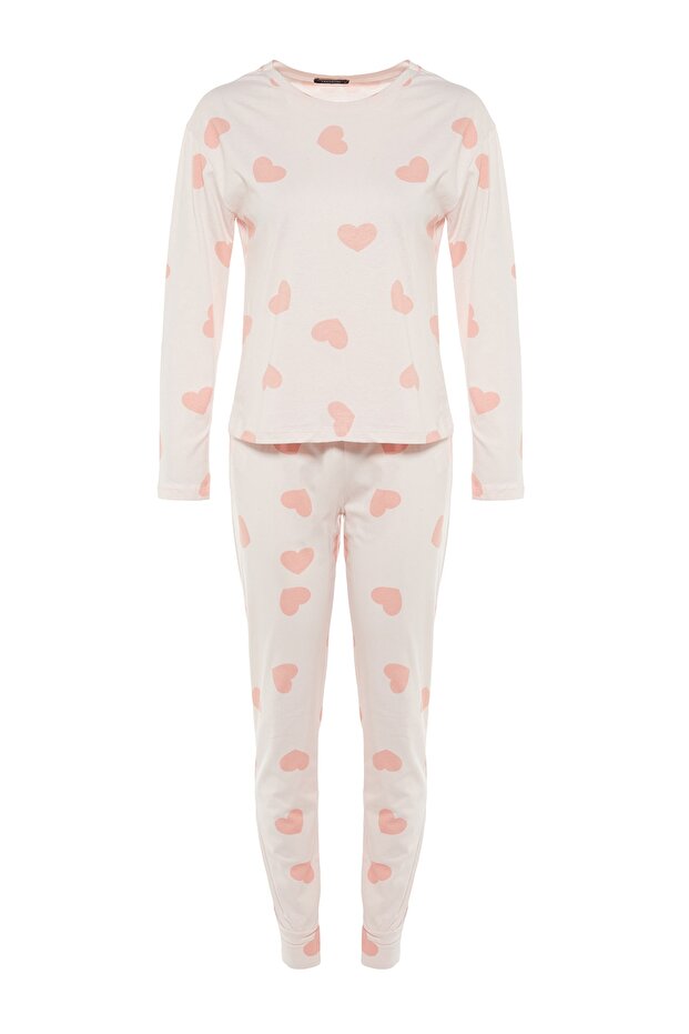 Heart Powder Pajama Set 100% Cotton - THMAW21PT0566 - 9