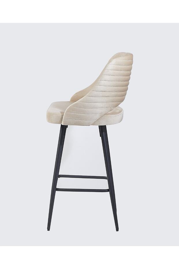 1 Adet Camilla Ada Mutfak Ve Bar Sandalyesi - Bar Taburesi - Silinebilir Babyface Kumaş - Metal Ayak - 3