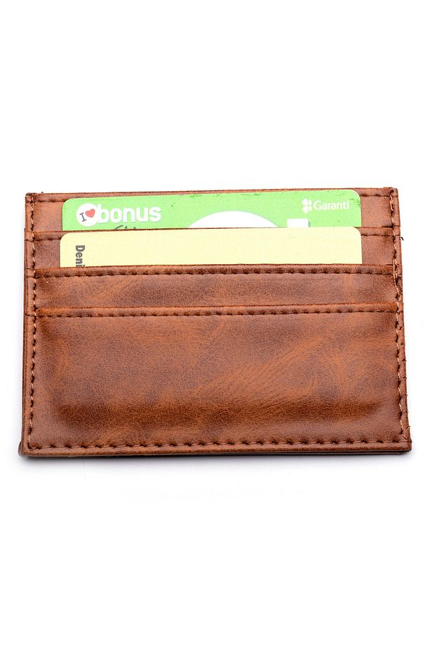 Taba/kahverengi Kartlık Cüzdan Unisex Kağıt Para Bölmeli - 5