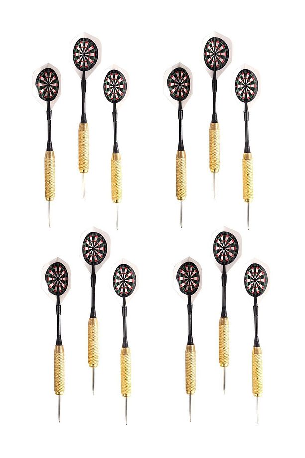 12 Adet 22 Gram Dart Oku Çelik Uç Pirinç Gövde Renkli Kanat Dart Oku Seti - 1