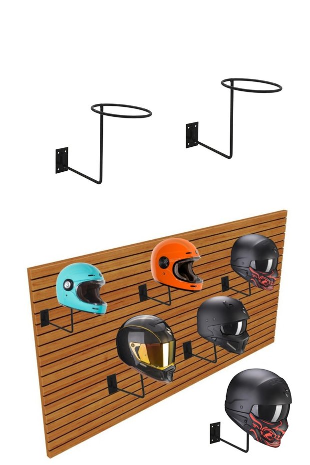 2 Pieces Motorcycle Helmet Stand Wall Mounted Set of 2